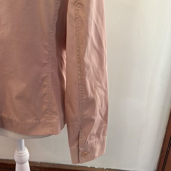 Talbots pale pink ruffle collar long sleeve cotton short jacket Size 10 - Picture 5 of 8